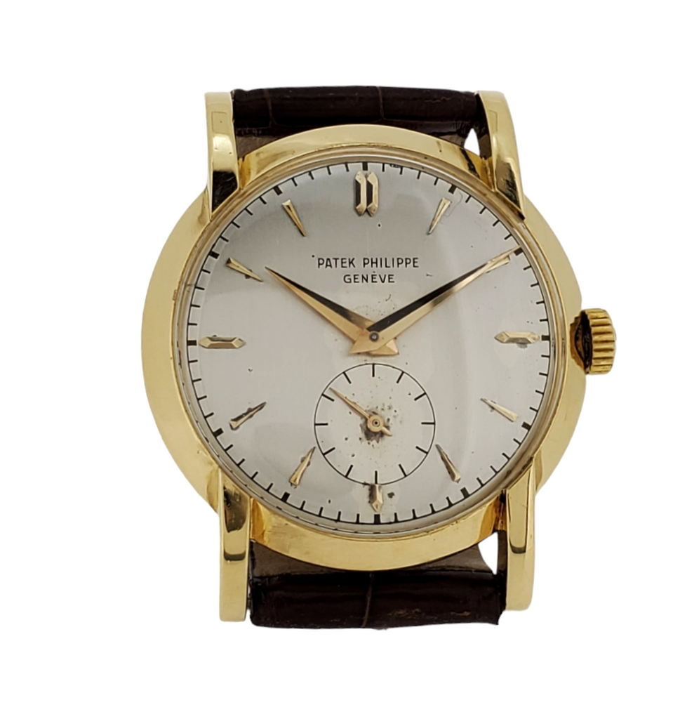 Patek Philippe 2429-1J Vintage Unusual Large Curved Claw Lugs in Yellow Gold Circa 1952