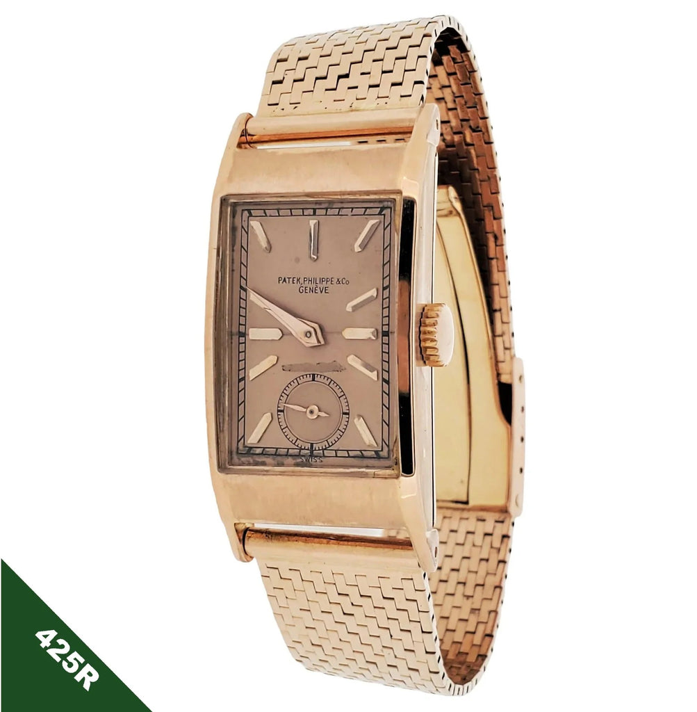 Patek Philippe 425R Vintage Iconic "Tegolino" Art Deco Watch in Rose Gold Circa 1940'
