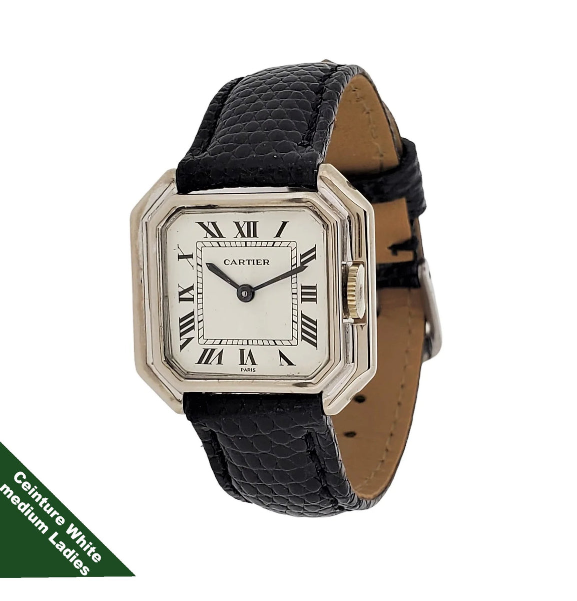 Vintage Cartier Paris Ceinture in White Gold, Ladies Size Watch, Circa