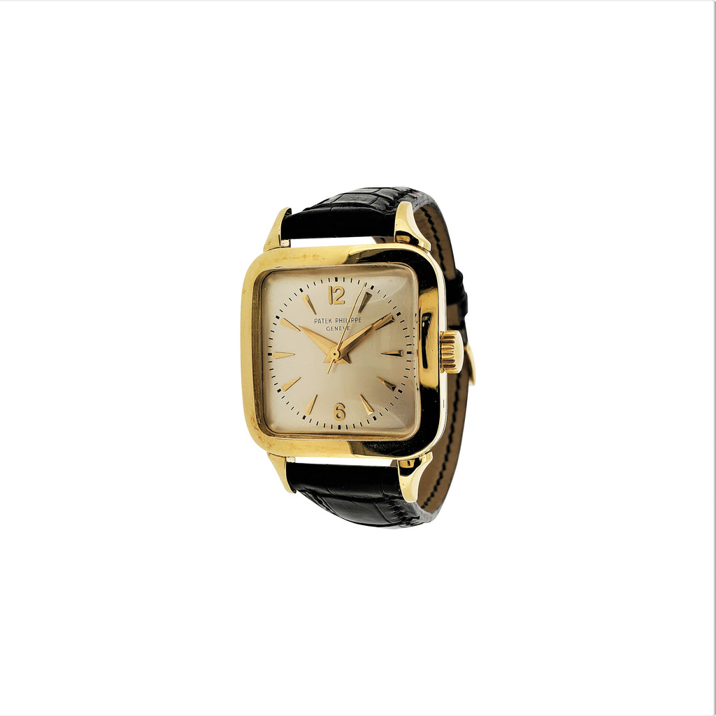 Patek Philippe 2514; square cushion curved shaped watch with Bookend Lugs; Circa 1951