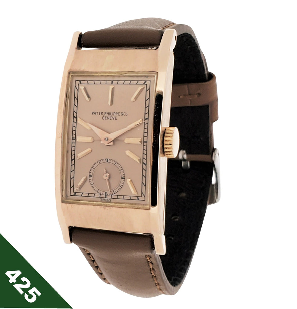 Patek Philippe 425R Vintage Iconic "Tegolino" Art Deco Watch in Rose Gold Circa 1942