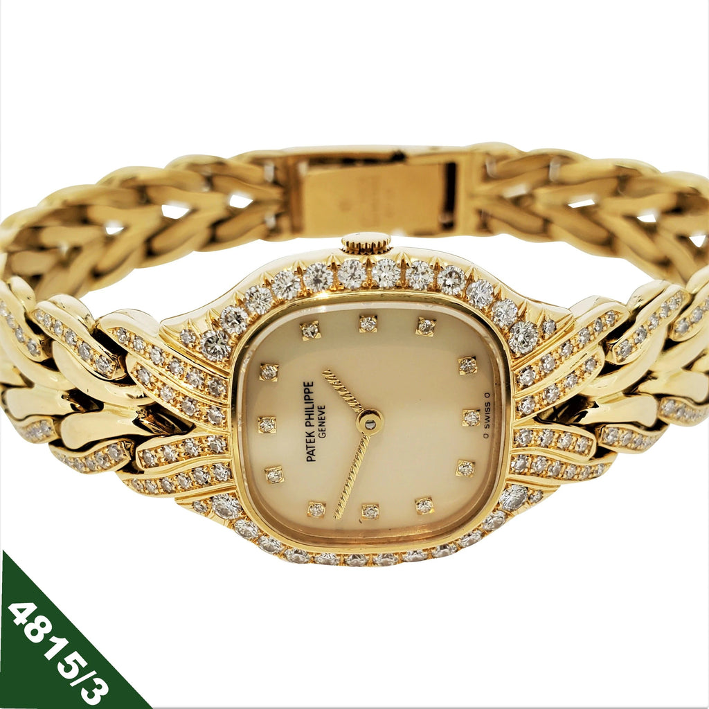 Patek Philippe 4815/3J; Cushion shape "La Flamme" diamond set Ladies bracelet watch, Circa 1990'S