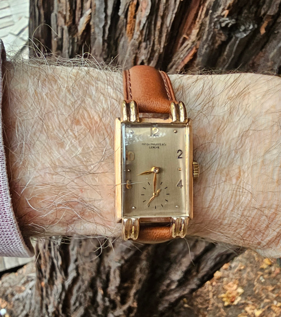 Patek Philippe 1480R Massive Polished Rose gold rectangular watch, Circa 1942-1944