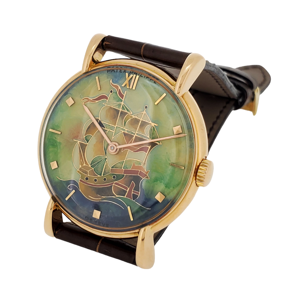 Patek Philippe 1543R Vintage Calatrava with Unique Cloisonne enamel dial, Circa 1946