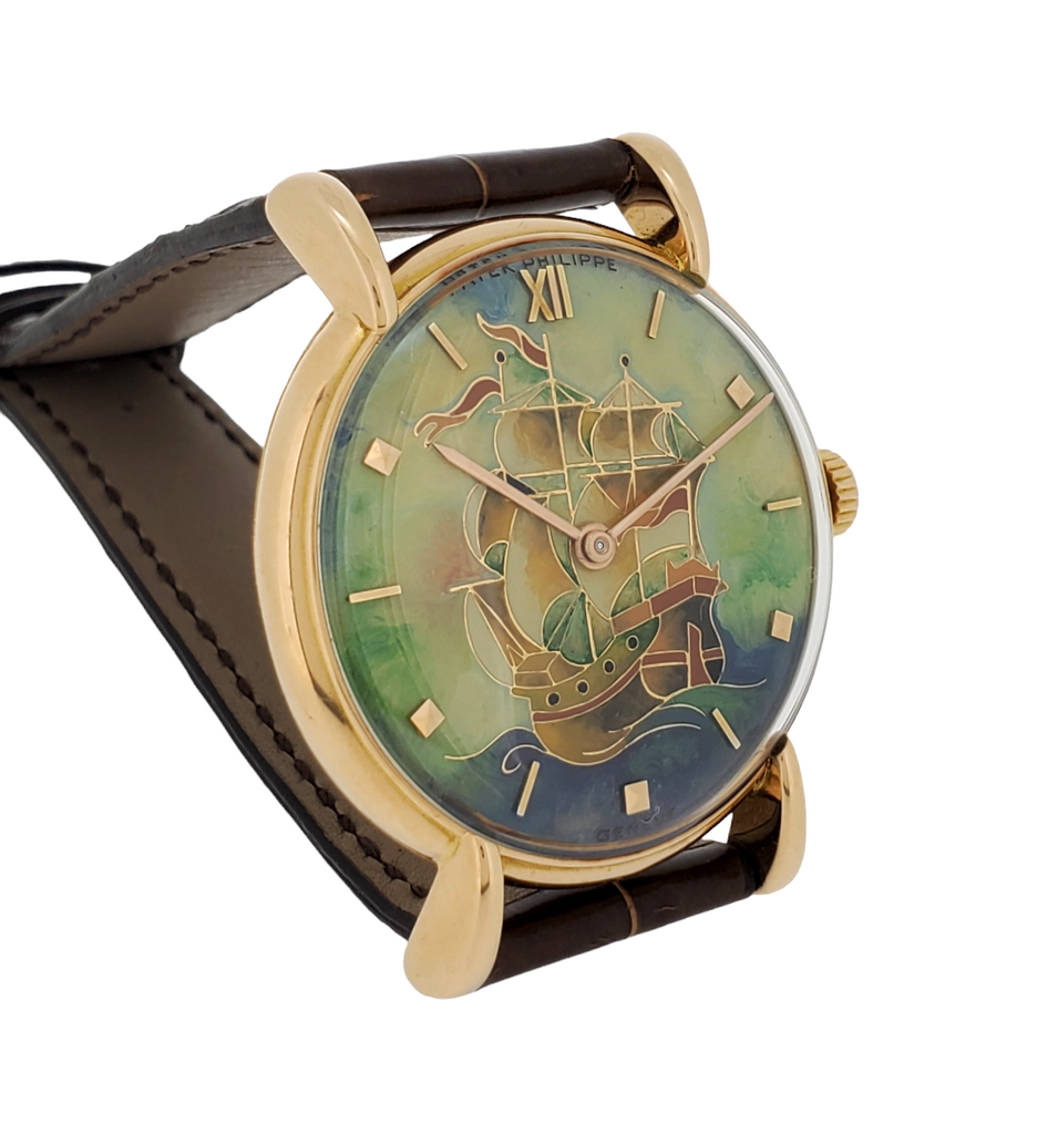 Patek Philippe 1543R Vintage Calatrava with Unique Cloisonne enamel dial, Circa 1946