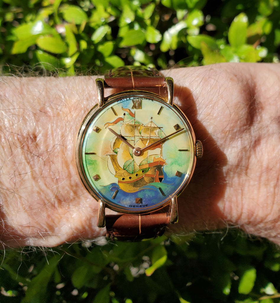 Patek Philippe 1543R Vintage Calatrava with Unique Cloisonne enamel dial, Circa 1946