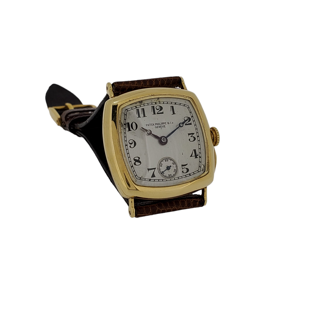 Patek Philippe Early Art Deco Cushion shape 18 Karat Gold watch Circa 1927-1928