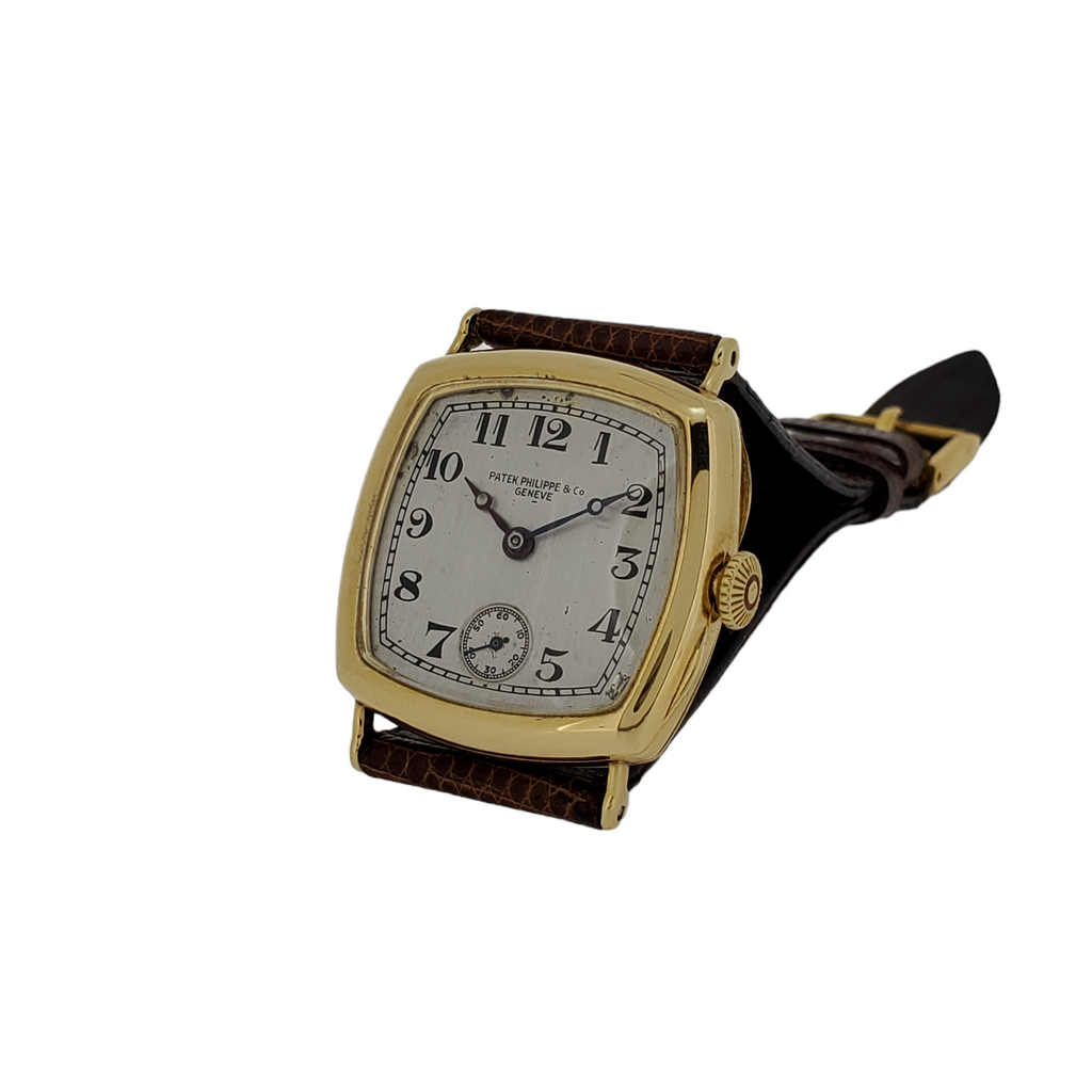 Patek Philippe Early Art Deco Cushion shape 18 Karat Gold watch Circa 1927-1928