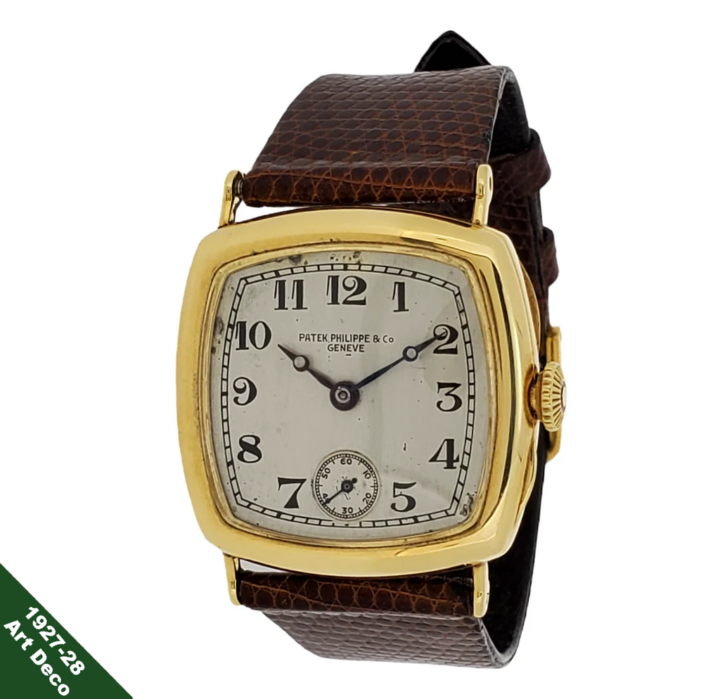 Patek Philippe Early Art Deco Cushion shape 18 Karat Gold watch Circa 1927-1928