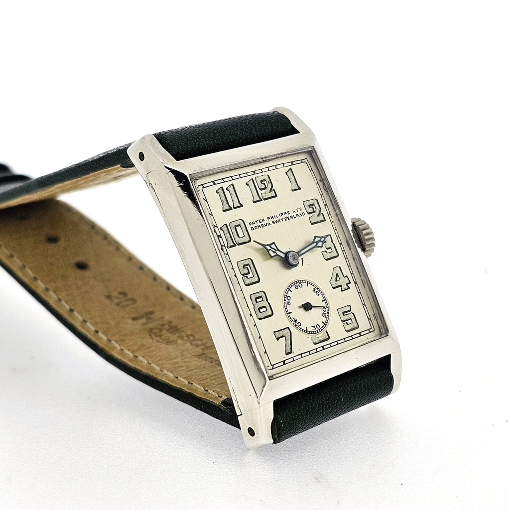 Patek Philippe Platinum Art Deco Watch Radium Arabic Dial, Circa 1927