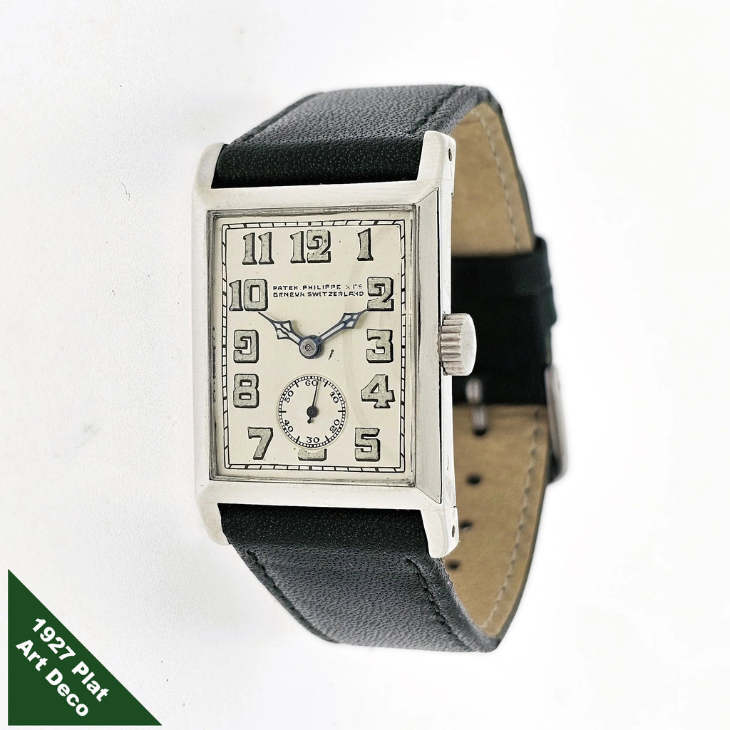 Patek Philippe Platinum Art Deco Watch Radium Arabic Dial, Circa 1927