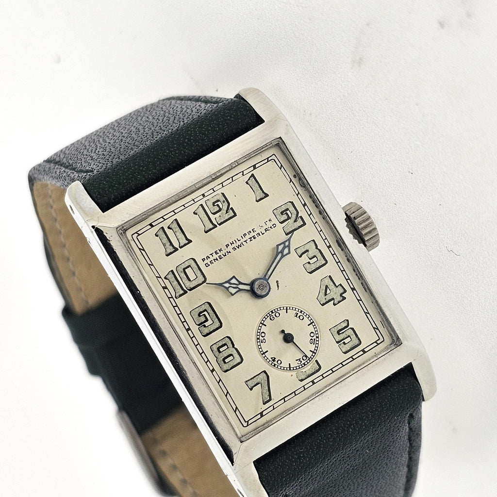 Patek Philippe Platinum Art Deco Watch Radium Arabic Dial, Circa 1927