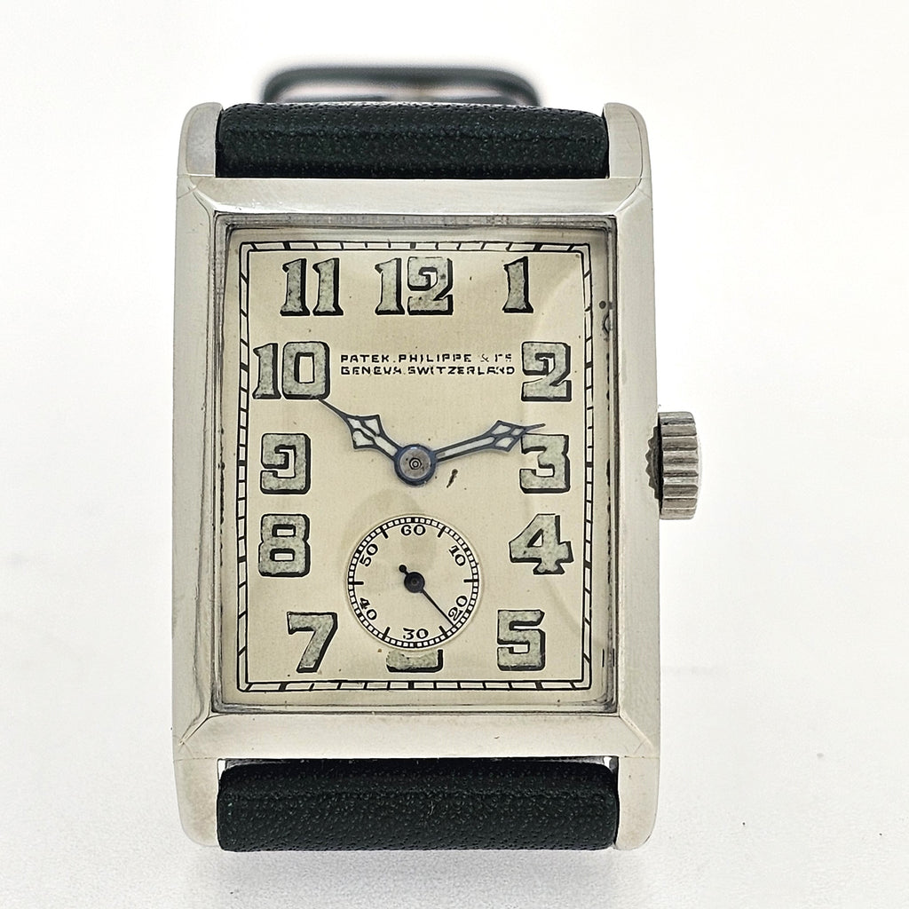Patek Philippe Platinum Art Deco Watch Radium Arabic Dial, Circa 1927