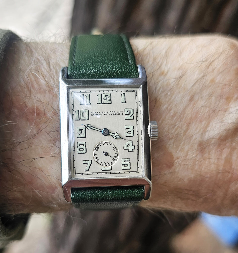 Patek Philippe Platinum Art Deco Watch Radium Arabic Dial, Circa 1927