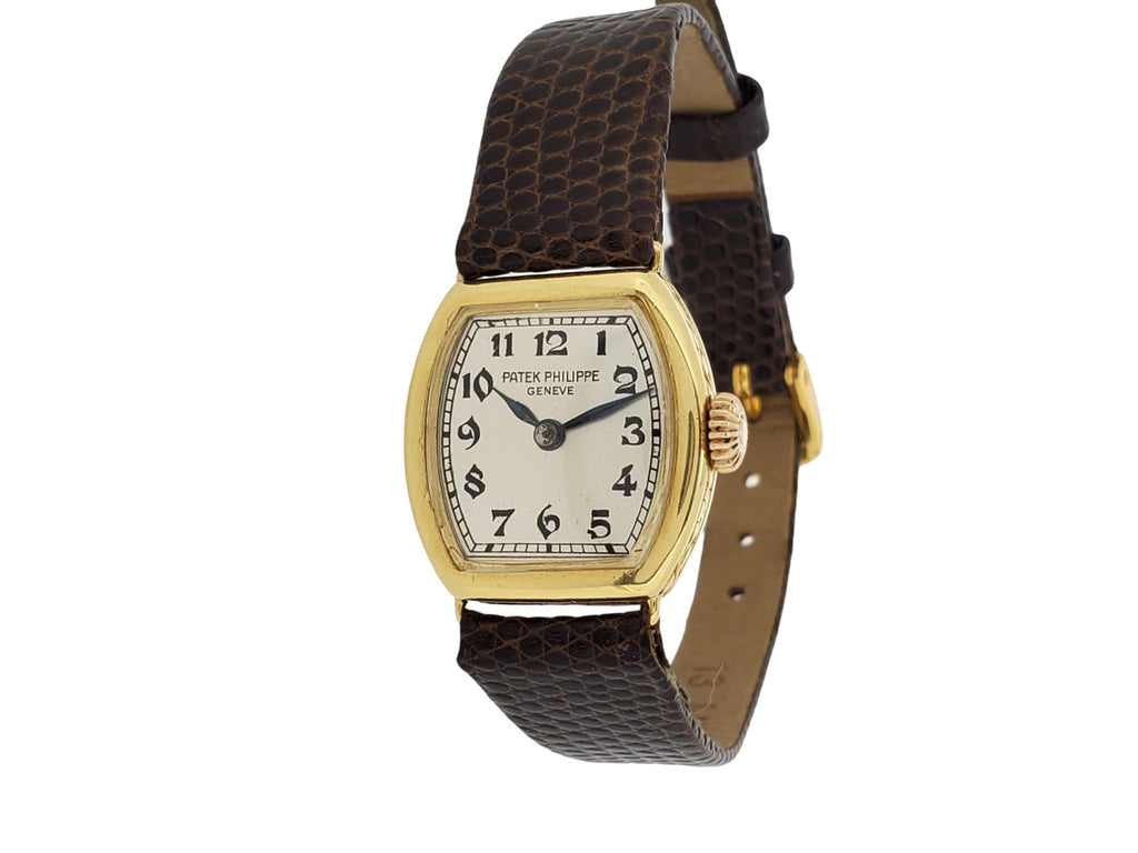 Patek Philippe 1928-1929 Early Cushion Ladies Watch, 18K, Breguet Dial Sold 1933