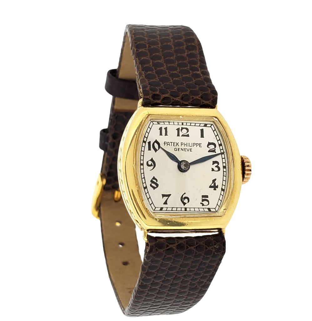 Patek Philippe 1928-1929 Early Cushion Ladies Watch, 18K, Breguet Dial Sold 1933