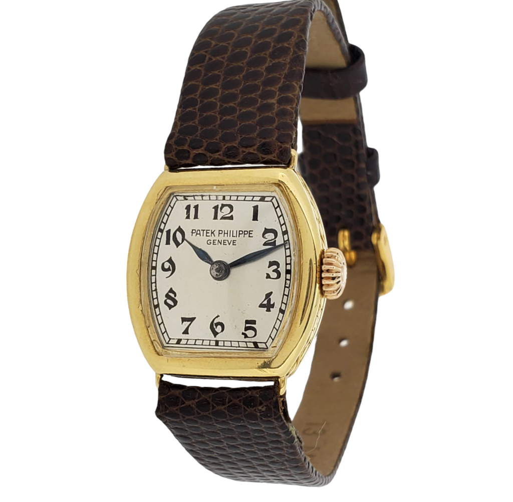 Patek Philippe 1928-1929 Early Cushion Ladies Watch, 18K, Breguet Dial Sold 1933