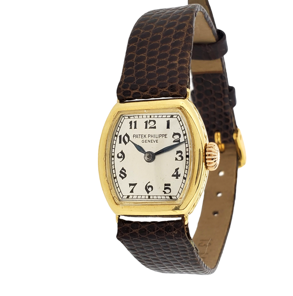 Patek Philippe 1928-1929 Early Cushion Ladies Watch, 18K, Breguet Dial Sold 1933