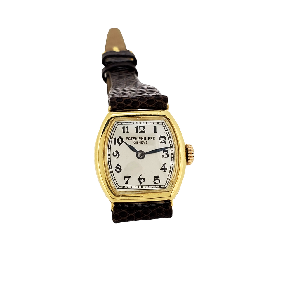 Patek Philippe 1928-1929 Early Cushion Ladies Watch, 18K, Breguet Dial Sold 1933