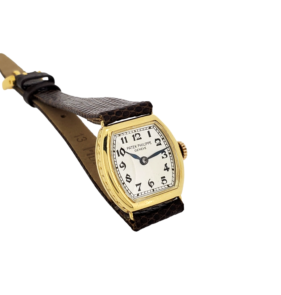 Patek Philippe 1928-1929 Early Cushion Ladies Watch, 18K, Breguet Dial Sold 1933