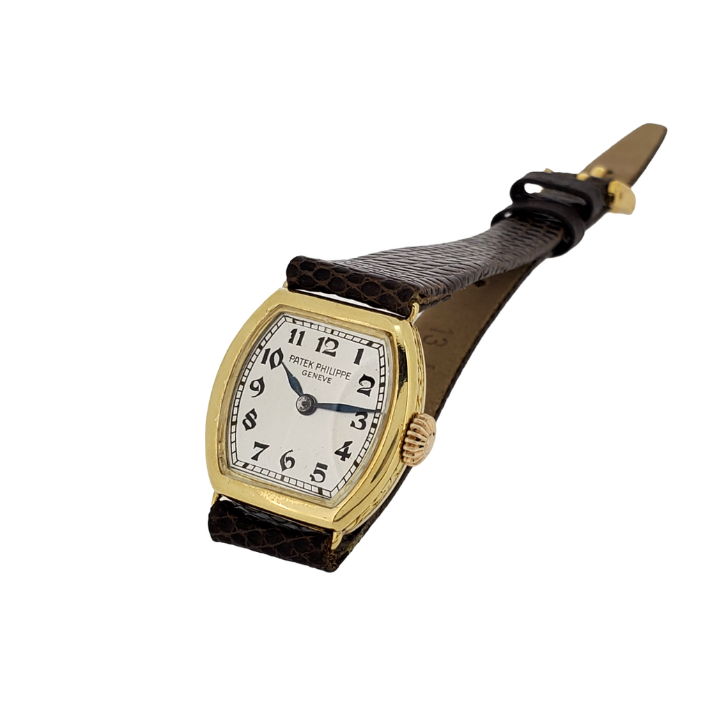 Patek Philippe 1928-1929 Early Cushion Ladies Watch, 18K, Breguet Dial Sold 1933