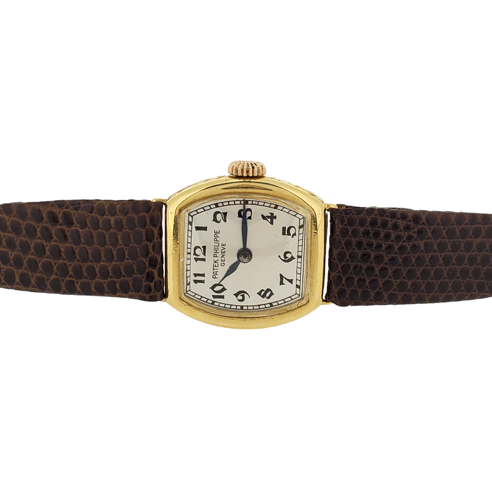 Patek Philippe 1928-1929 Early Cushion Ladies Watch, 18K, Breguet Dial Sold 1933