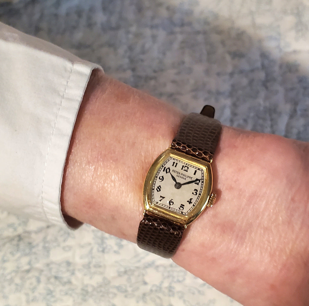Patek Philippe 1928-1929 Early Cushion Ladies Watch, 18K, Breguet Dial Sold 1933
