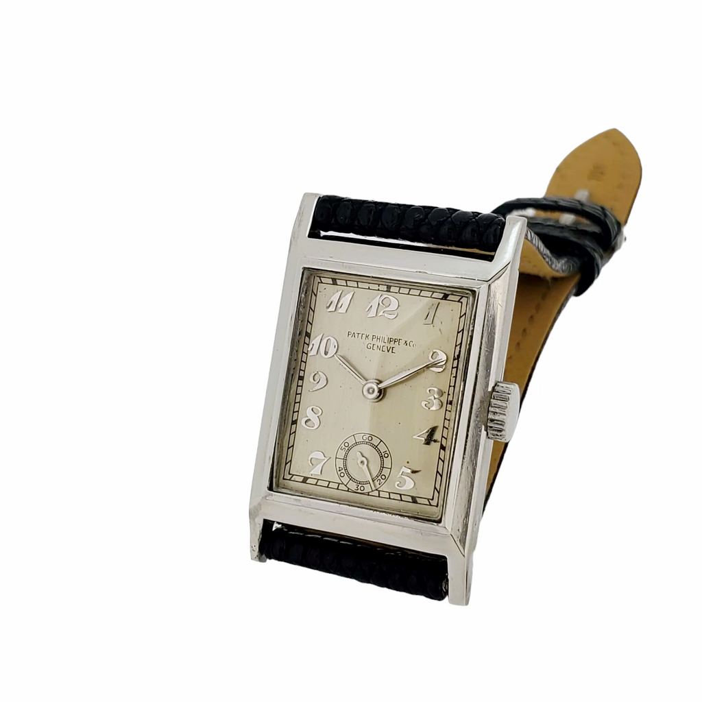 Patek Philippe Early Platinum Art Deco Rectangular Tank style watch circa 1930's