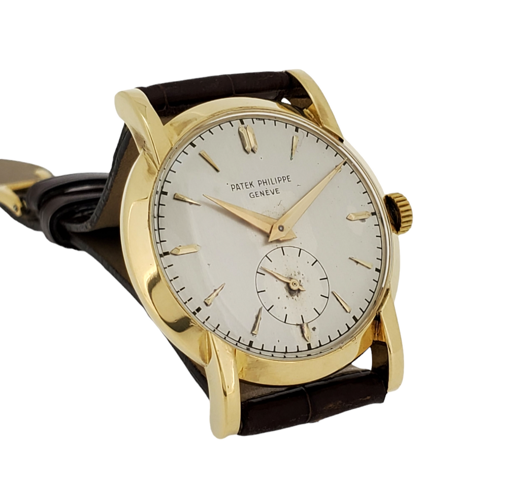 Patek Philippe 2429-1J Vintage Unusual Large Curved Claw Lugs in Yellow Gold Circa 1952