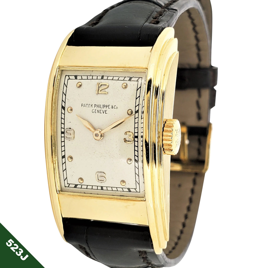 Patek Philippe 523J Vintage Asymmetric Drivers Watch Circa 1936