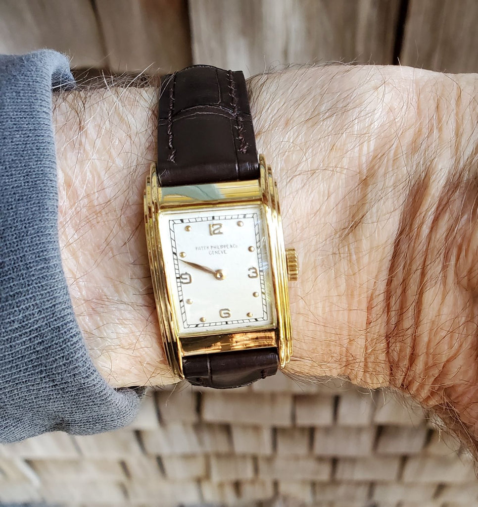 Patek Philippe 523J Vintage Asymmetric Drivers Watch Circa 1936