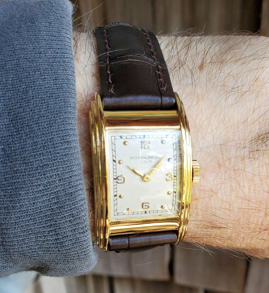 Patek Philippe 523J Vintage Asymmetric Drivers Watch Circa 1936