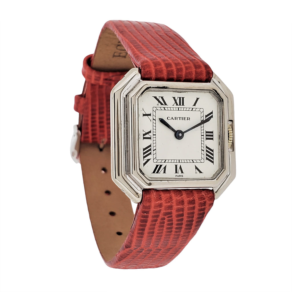Vintage Cartier Paris Centure in White Gold, Medium Size Watch, Circa 1975-1980