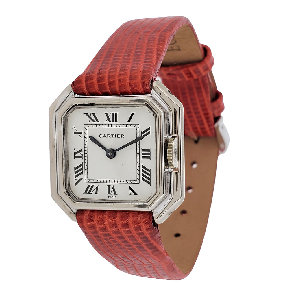 Vintage Cartier Paris Centure in White Gold, Medium Size Watch, Circa 1975-1980