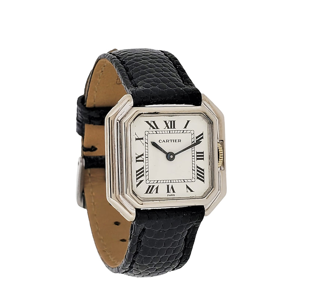 Vintage Cartier Paris Centure in White Gold, Medium Size Watch, Circa 1975-1980