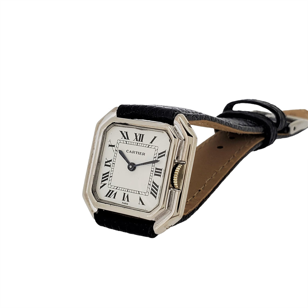 Vintage Cartier Paris Centure in White Gold, Medium Size Watch, Circa 1975-1980