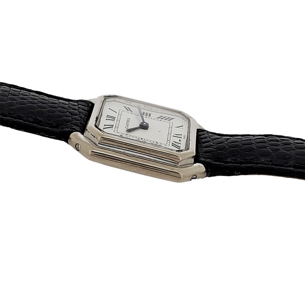 Vintage Cartier Paris Centure in White Gold, Medium Size Watch, Circa 1975-1980