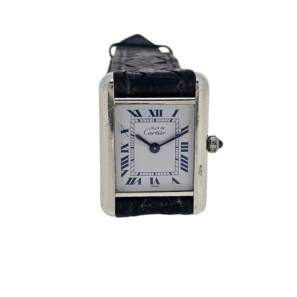 Cartier Paris Must Sterling Silver Ladies Tank Watch Vintage,  Quartz , Circa 1990's