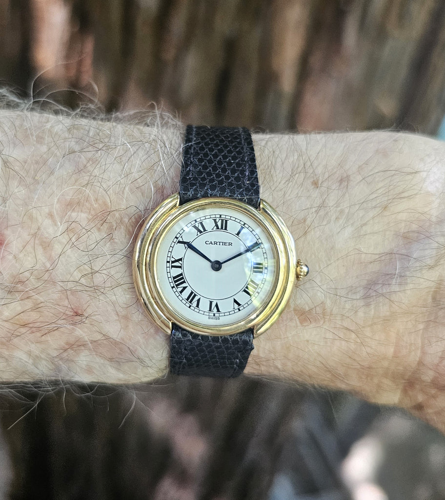 Cartier Paris Vendome Large Automatic Watch with 18K Vintage buckle,Circa 1973