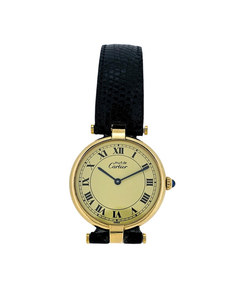 Cartier Paris Must Vendome GM (Large) Vermeil Watch. Complete Pouch &  Papers