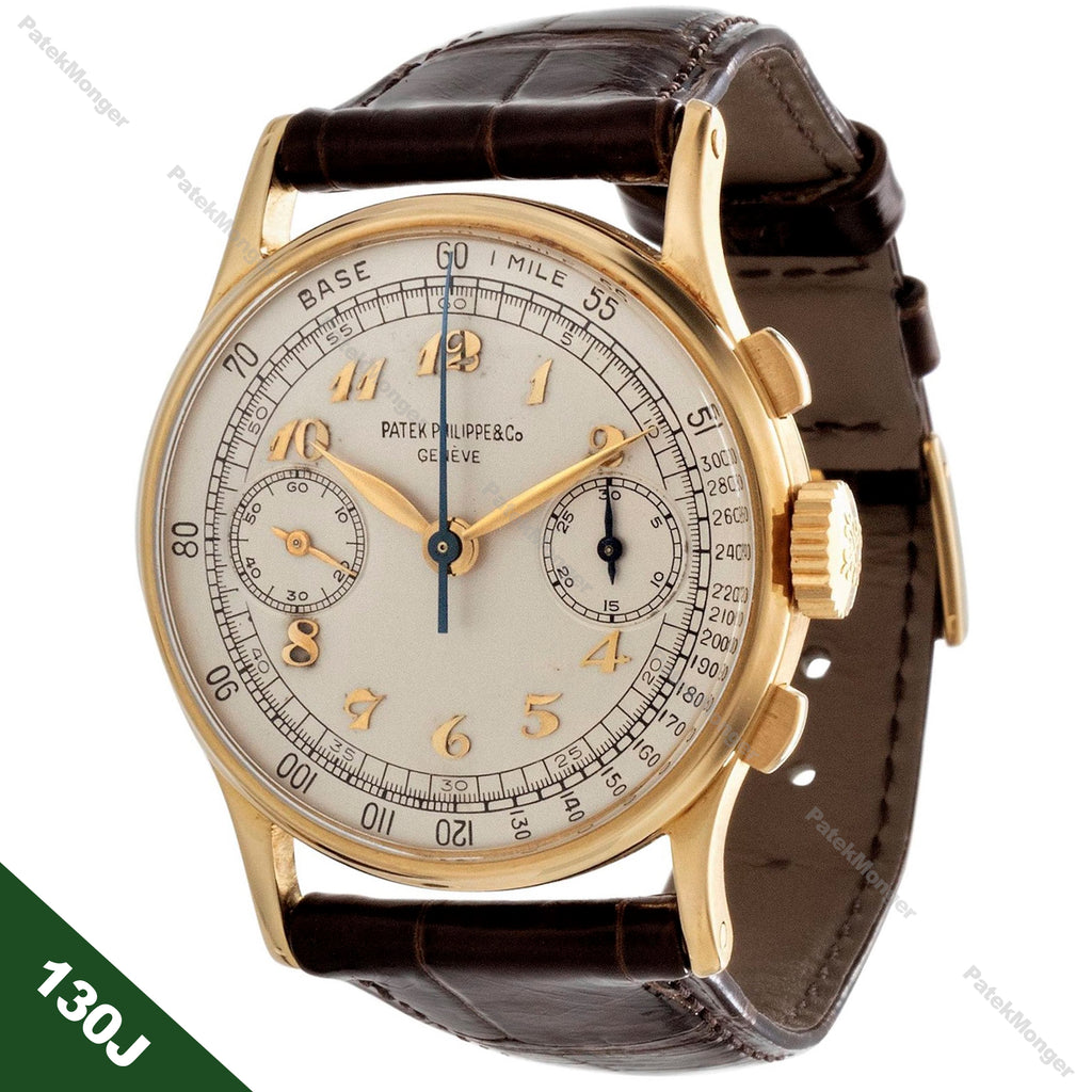 Patek Philippe 130J Original Breguet Dial Chronograph Watch circa 1944