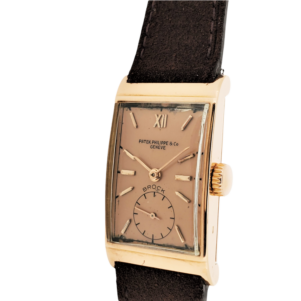 Patek Philippe 1442R Vintage Art Deco Rose gold Watch, Retailed by Brock & Co. Circa 1944