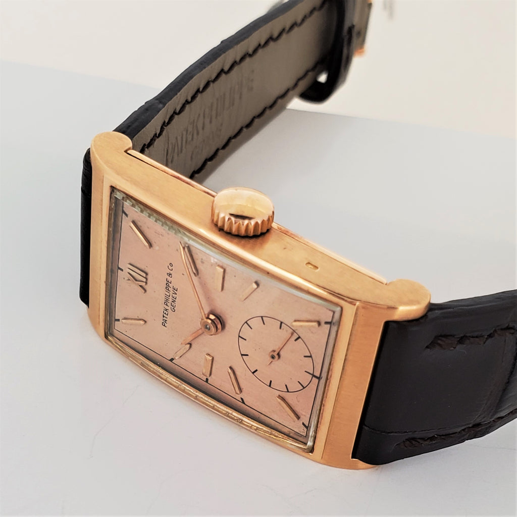 Patek Philippe 1442R Vintage Art Deco Rectangular Rose gold Watch circa 1941