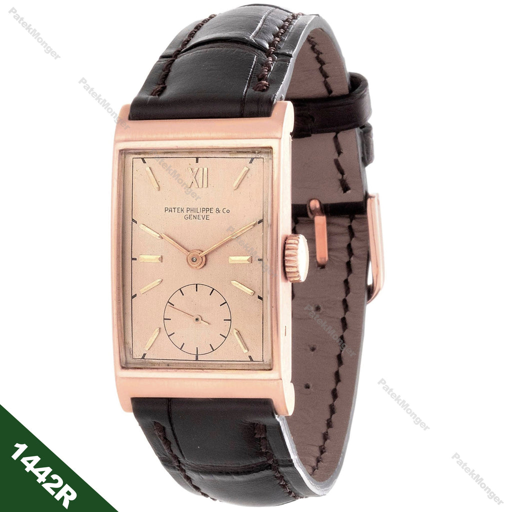 Patek Philippe 1442R Vintage Art Deco Rectangular Rose gold Watch circa 1941