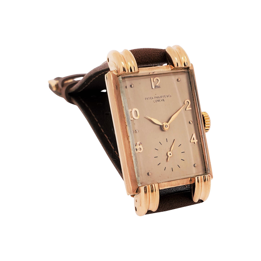 Patek Philippe 1480R Massive Polished Rose gold rectangular watch, Circa 1942-1944