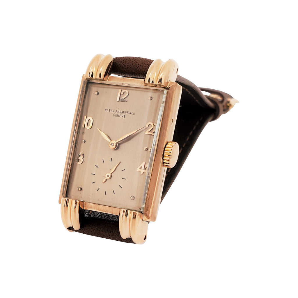 Patek Philippe 1480R Massive Polished Rose gold rectangular watch, Circa 1942-1944