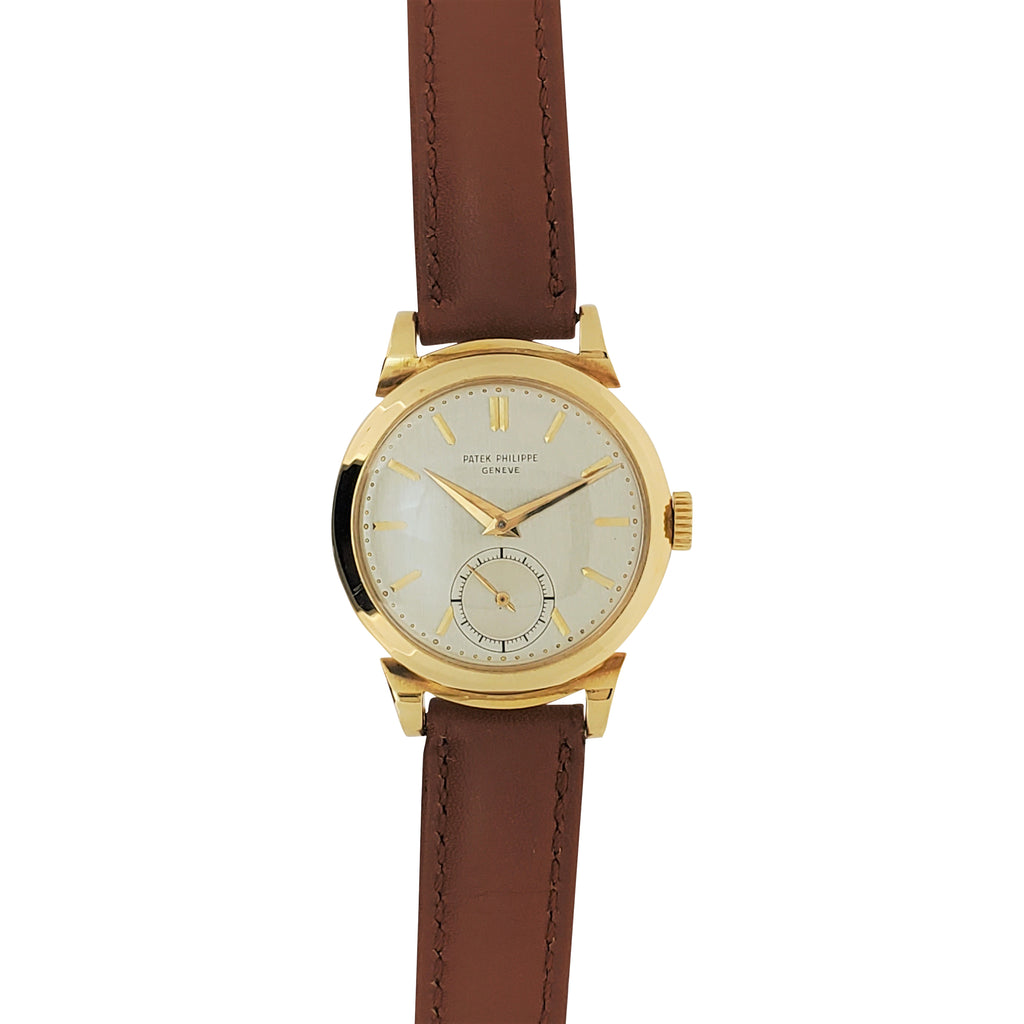 Patek Philippe 1491J Vintage Yellow Gold Scroll Lugs Calatrava Watch Circa 1952