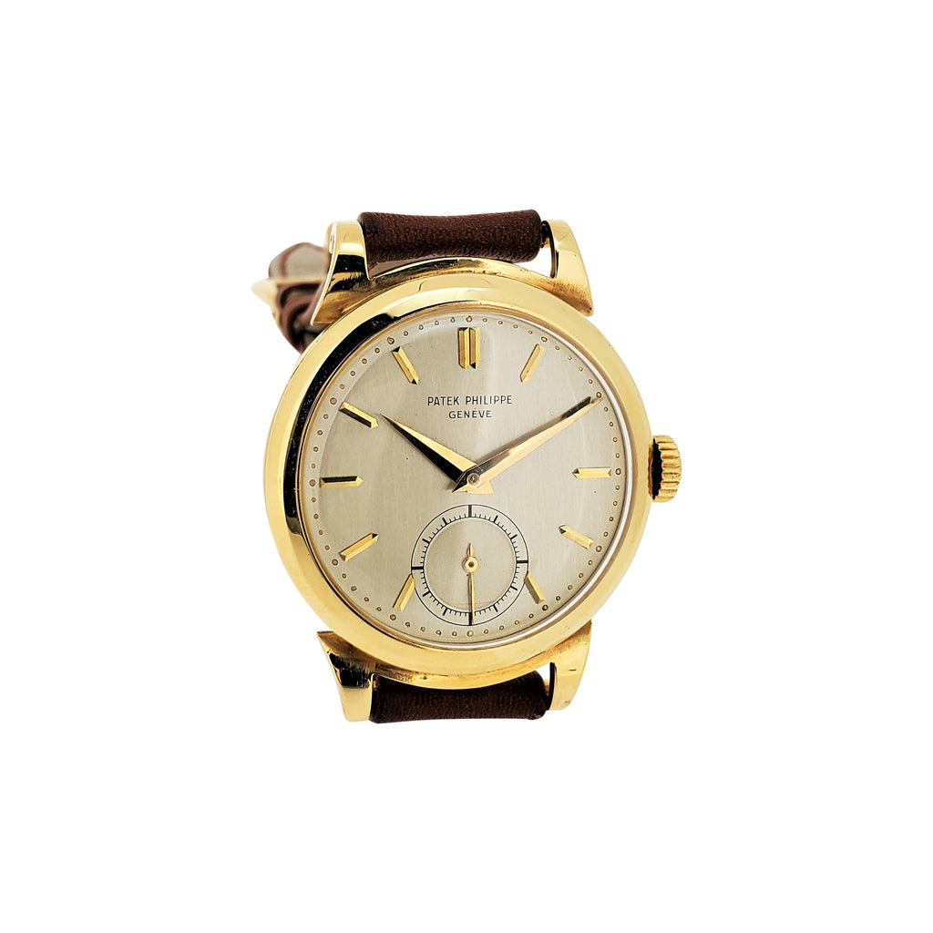 Patek Philippe 1491J Vintage Yellow Gold Scroll Lugs Calatrava Watch Circa 1952