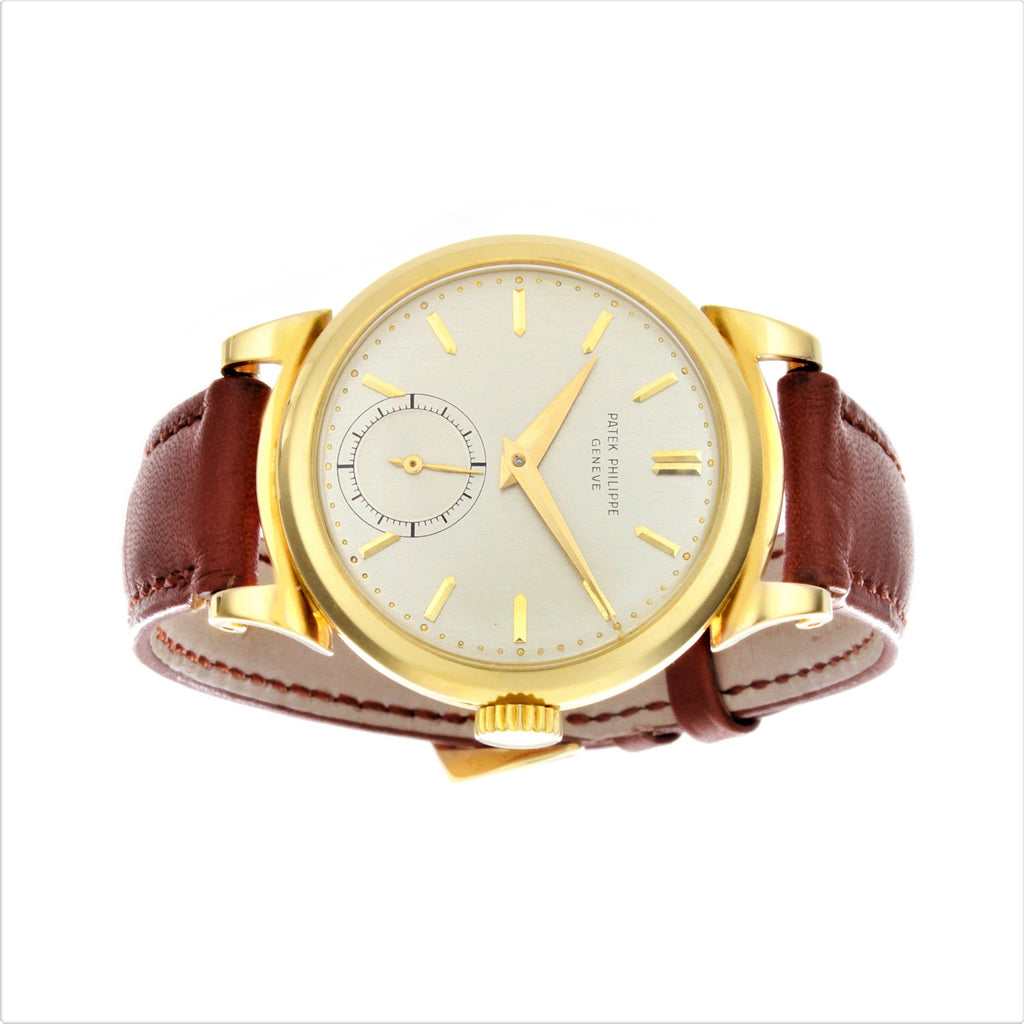 Patek Philippe 1491J Vintage Yellow Gold Scroll Lugs Calatrava Watch Circa 1952