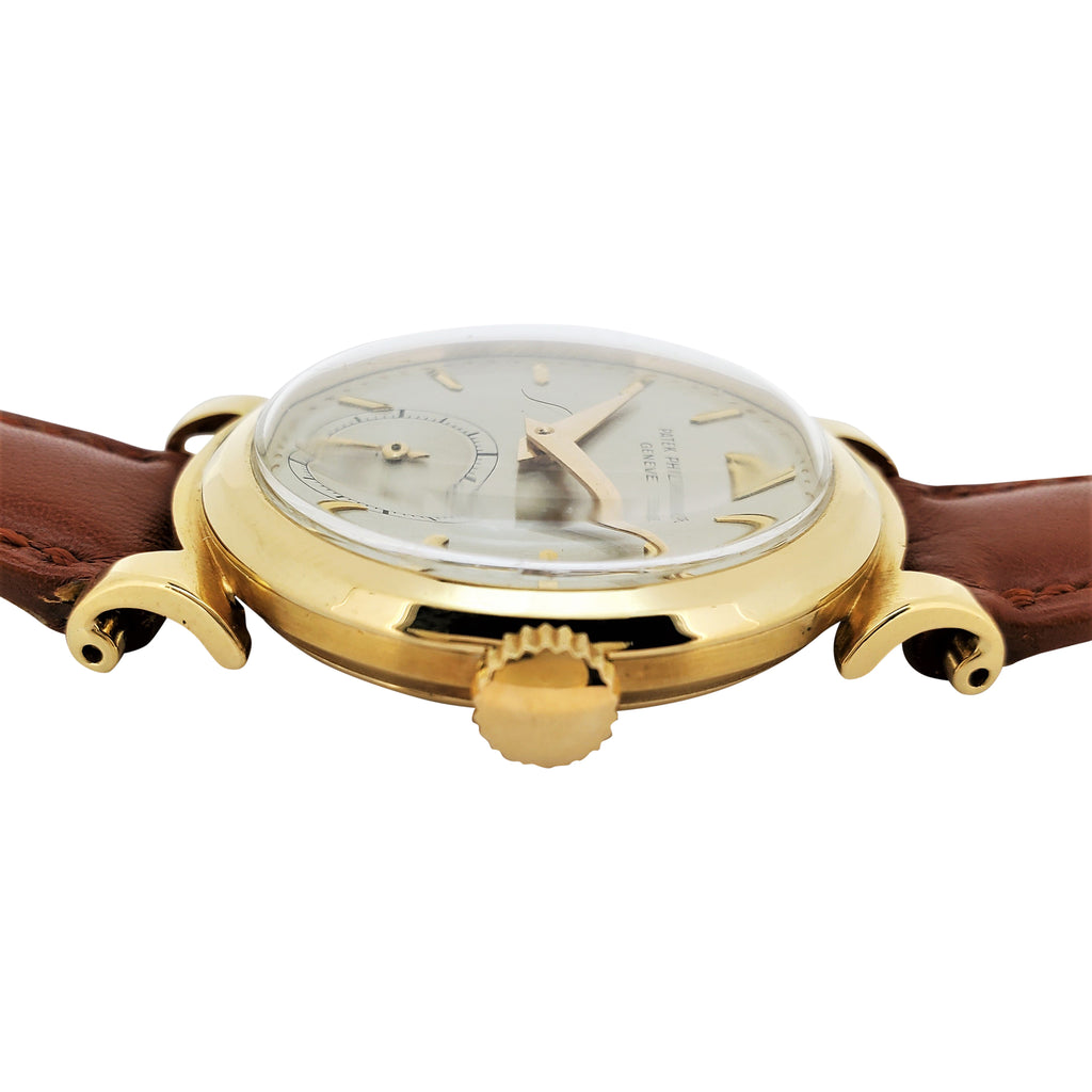 Patek Philippe 1491J Vintage Yellow Gold Scroll Lugs Calatrava Watch Circa 1952